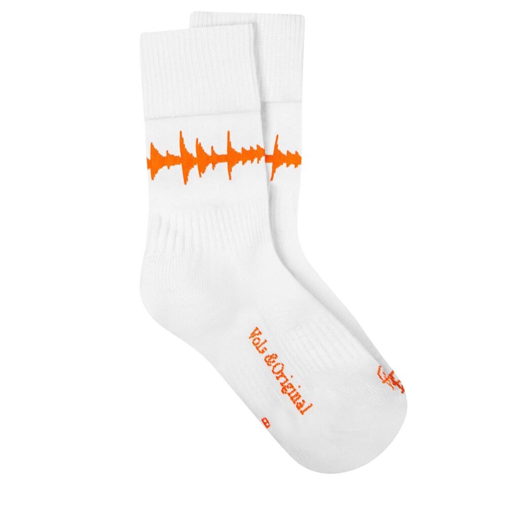 'Amen Break' Tennis Style Orange Waveform Socks 90% Cotton