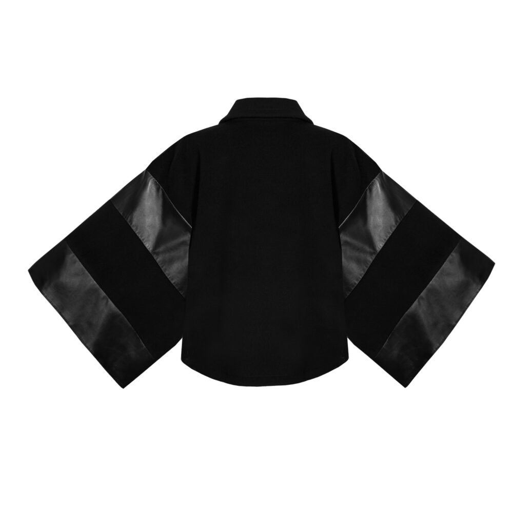 '741 HZ' Cashmere Cape with leather trims - Image 3