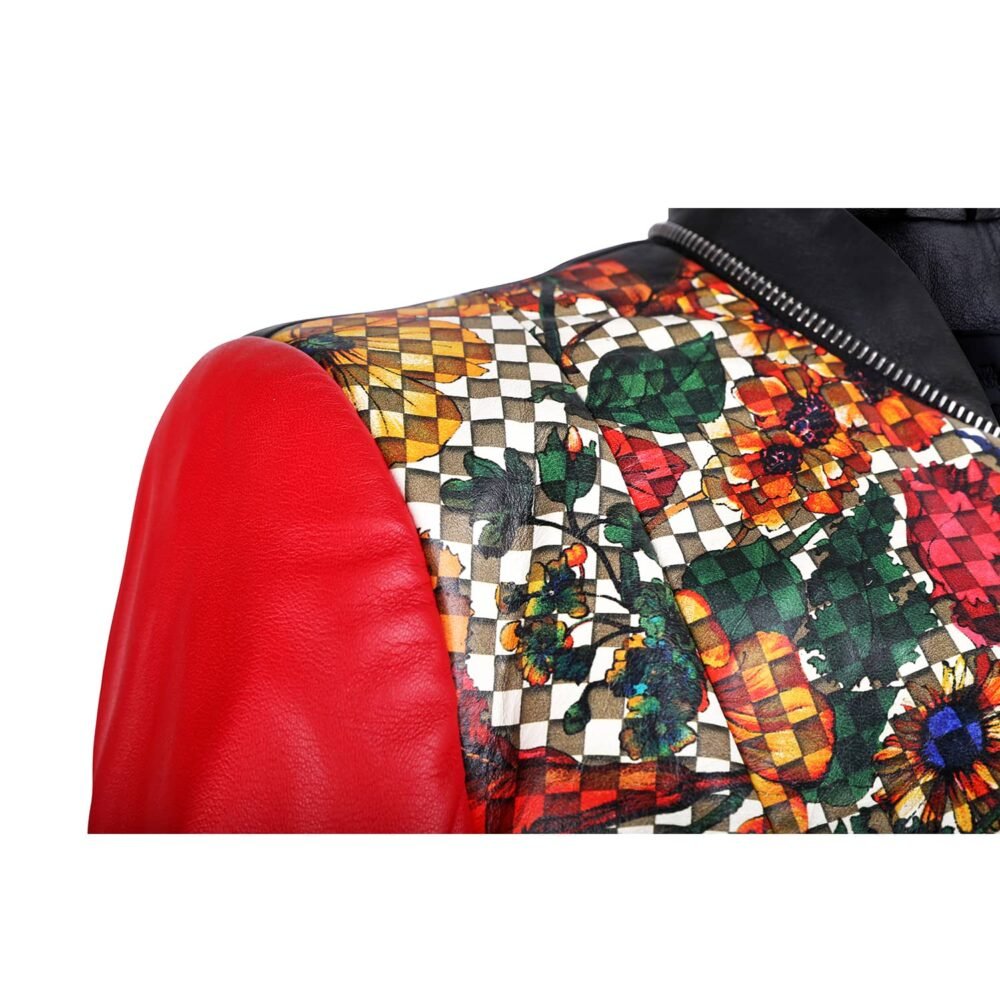 Floral Print Red Bomber Jacket - Image 2