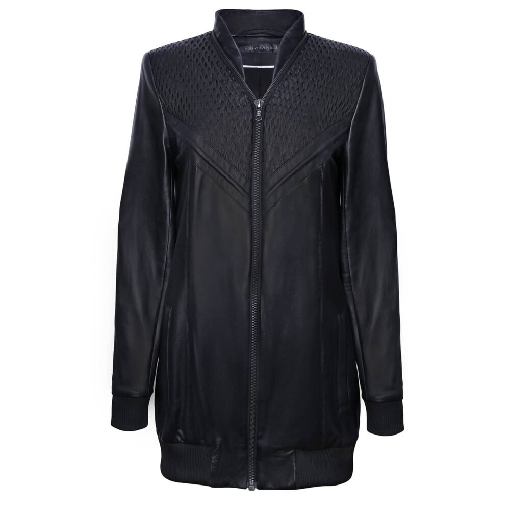 Leather Long Bomber Jacket  'Net'