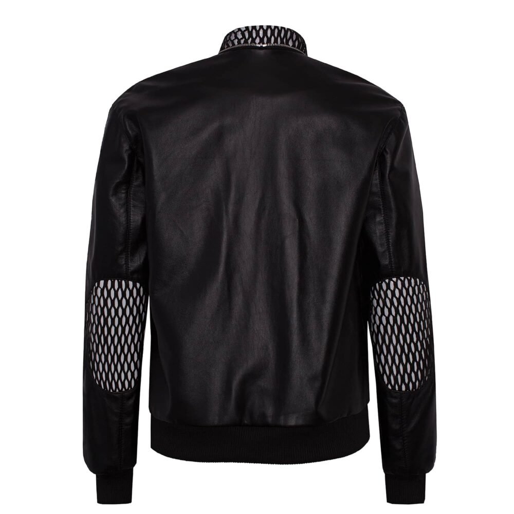 'sNet' Leather Bomber Jacket - Image 2