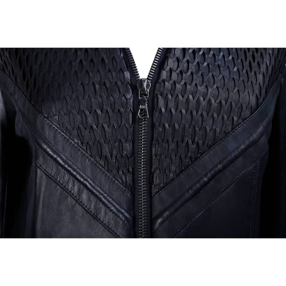 Leather Long Bomber Jacket  'Net' - Image 3