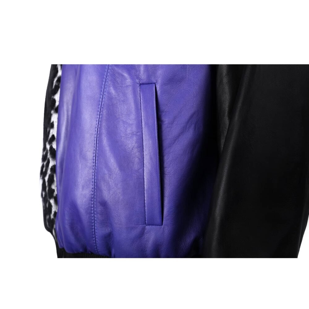 Leather and Alpaca Panelled Bomber Jacket - Image 2