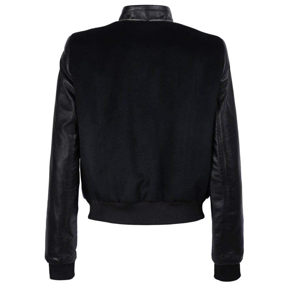 Leather and Alpaca Panelled Bomber Jacket - Image 3