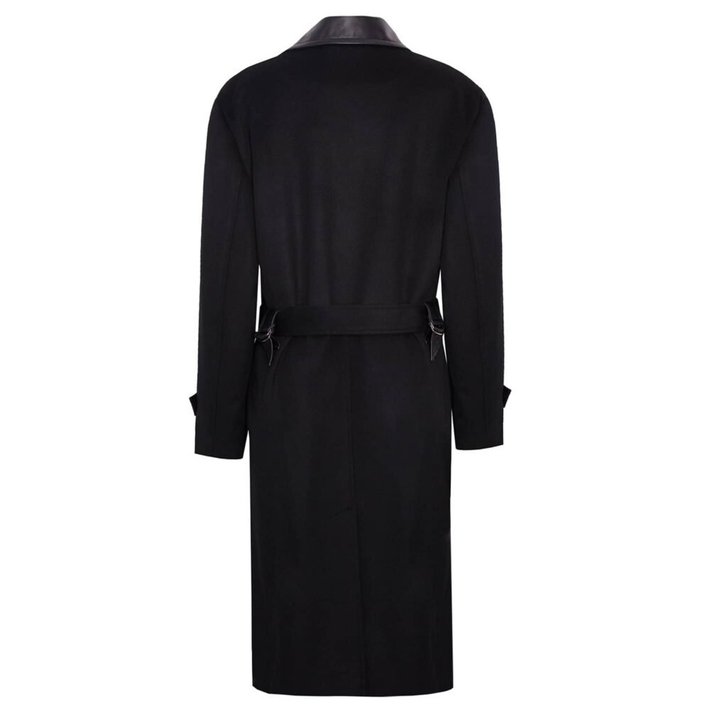 'Snoop' Cashmere Trench Coat with Leather Elements - Image 2