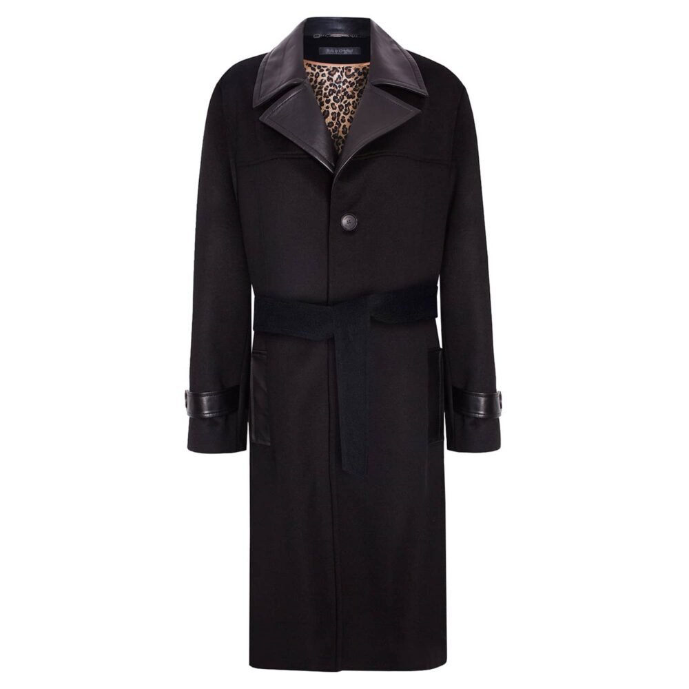 'Snoop' Cashmere Trench Coat with Leather Elements