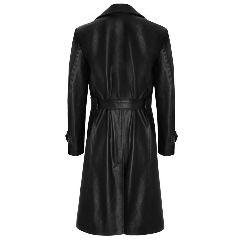 'V' Leather Trench Coat - Image 7