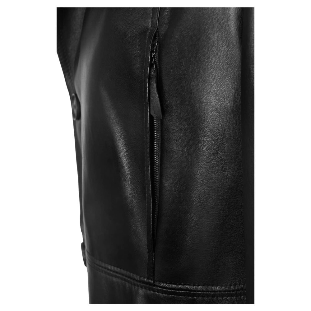 'V' Leather Trench Coat - Image 5