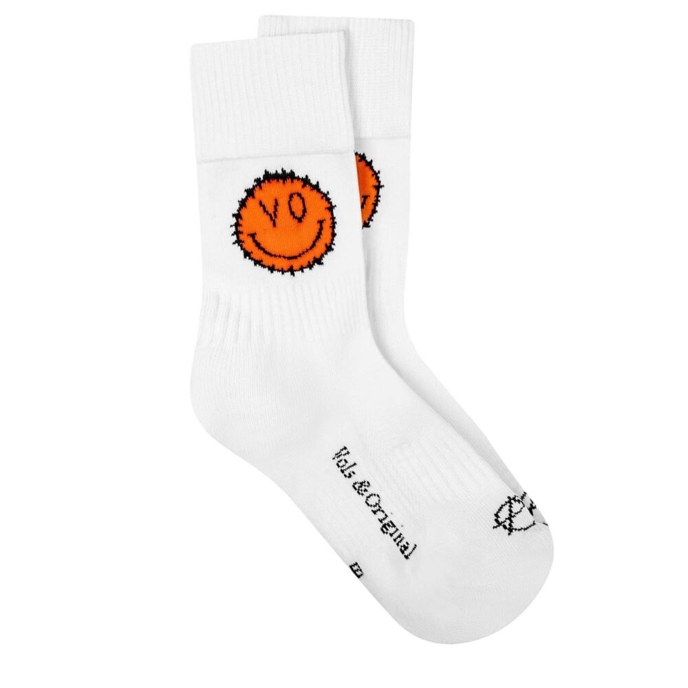 V&O Orange 'Smiley' Tennis Style Socks 90% Cotton