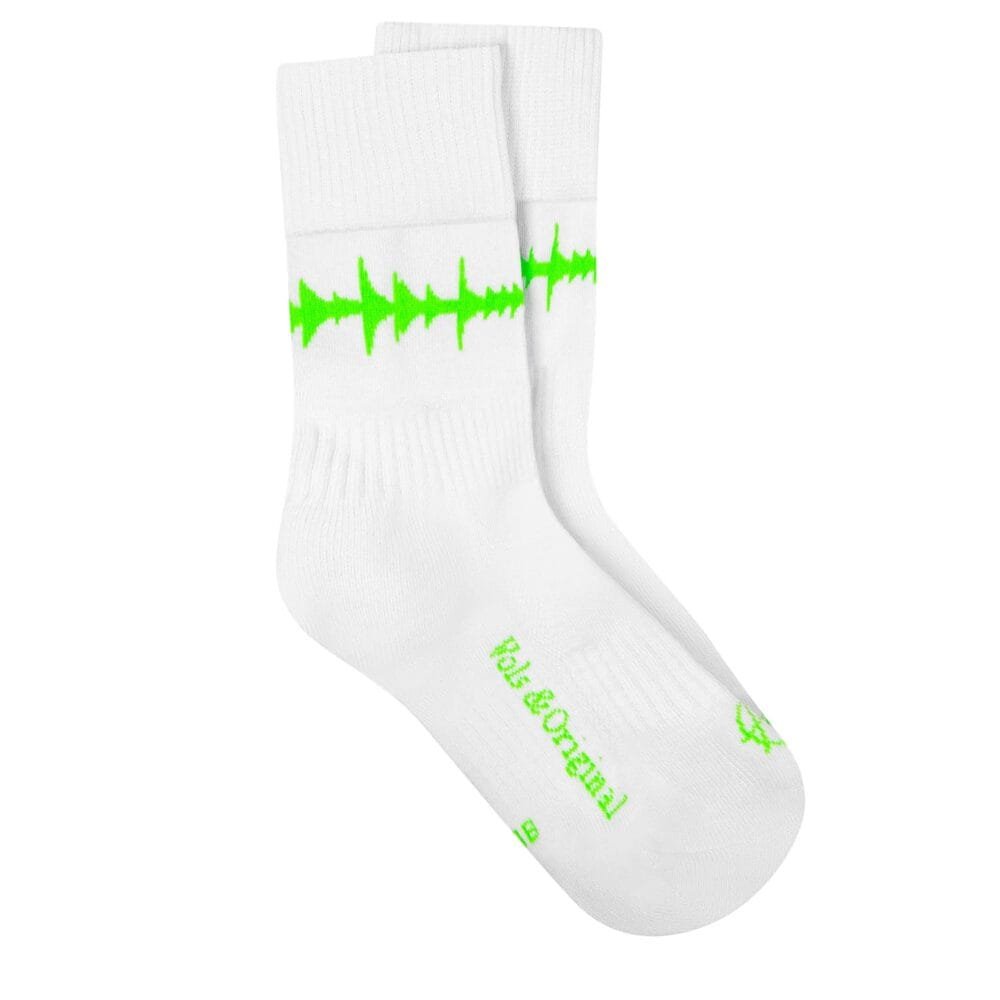 'Amen Break' Tennis Style Green Waveform Socks 90% Cotton