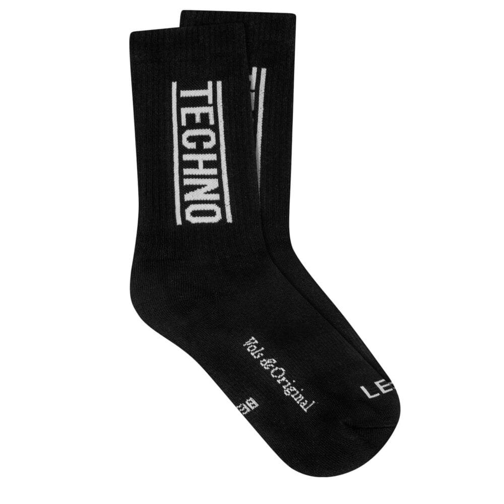 'Techno' Black Tennis Style Socks 90% Cotton