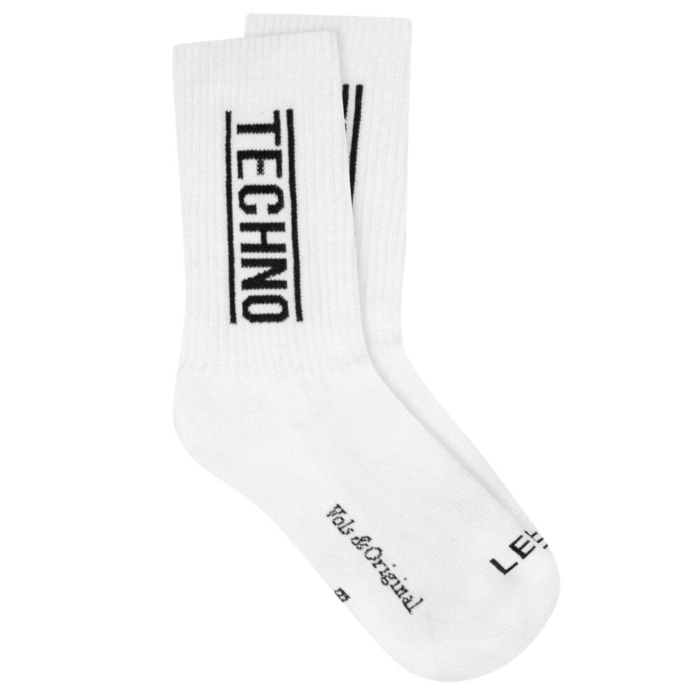 'Techno' White Tennis Style Socks 90% Cotton