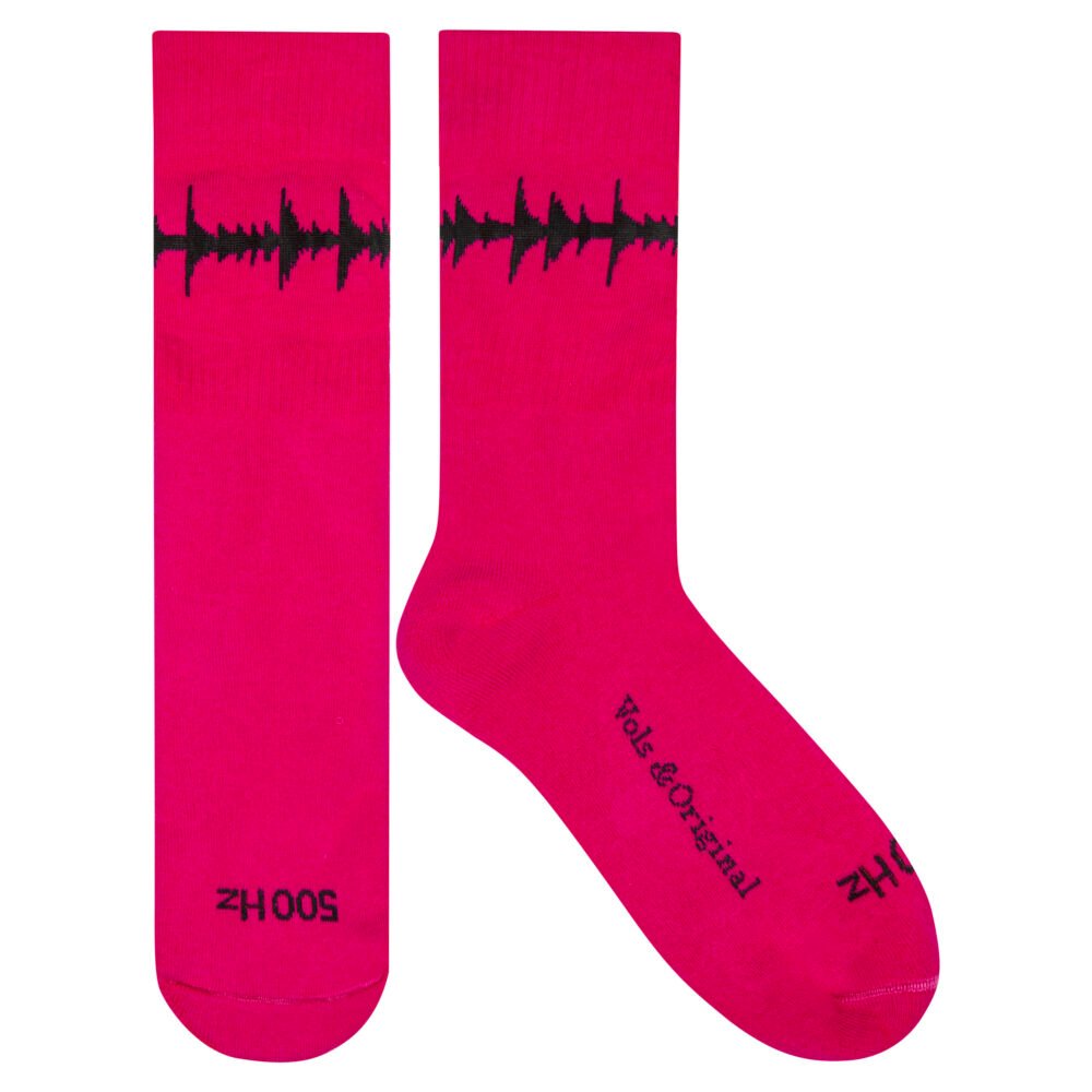 ‘500Hz’ The Wave of Love Pink Waveform Socks 90% cotton