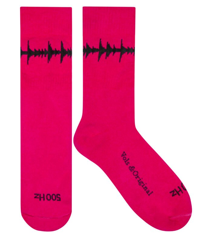 ‘500Hz’ The Wave of Love Pink Waveform Socks 90% cotton